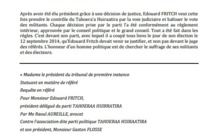 Communiqué du Tahoera'a: "le nouveau coup de poignard d'Edouard Fritch"