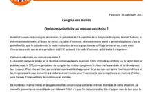 Congrès des maires     Omission volontaire ou mesure vexatoire ?