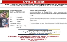 Appel à témoins pour retrouver Manatea Tautu