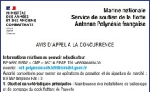 LA MARINE NATIONALE SERVICE DE SOUTIEN DE LA FLOTTE ANTENNE SSF POLYNÉSIE FRANÇAISE LANCE UN AVIS D'APPEL A LA CONCURRENCE : MAINTENANCE DES INSTALLATIONS DE BALLASTAGE ET DE POMPAGE DU DOCK FLOTTANT DE PAPEETE