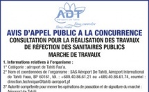 L'AÉROPORT DE TAHITI LANCE UN AVIS D'APPEL PUBLIC A LA CONCURRENCE : CONSULTATION POUR LA RÉALISATION DES TRAVAUX DE RÉFECTION DES SANITAIRES PUBLICS.
