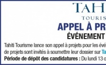 APPEL A PROJETS POUR EVENEMENT 2026 DE TAHITI TOURISME