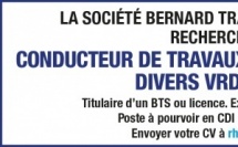 LA SOCIÉTÉ BERNARD TRAVAUX POLYNÉSIE RECHERCHE SON CONDUCTEUR DE TRAVAUX VOIRIES RÉSEAUX DIVERS VRD (H/F)