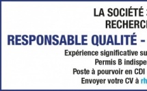 LA SOCIÉTÉ 3.D.P RECHERCHE SON RESPONSABLE QUALITÉ - DÉPOLLUTION (H/F)