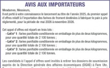 LA DIRECTION GÉNÉRALE DES AFFAIRES ECONOMIQUES DE LA POLYNÉSIE FRANCAISE LANCE SON AVIS AUX IMPORTATEURS