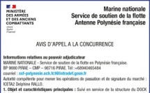 LA MARINE NATIONALE SERVICE DE SOUTIEN DE LA FLOTTE ANTENNE POLYNÉSIE FRANCAISE LANCE UN AVIS D'APPEL A LA CONCURRENCE : SUIVI EN SERVICE DE LA STRUCTURE DU DOCK FLOTTANT ET MESURES D'ÉPAISSEURS SUR TOUS LES BÂTIMENTS DE LA MARINE NATIONALE