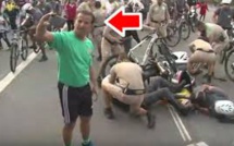 JO-2016 - Accident entre policiers devant la torche olympique