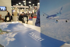 Une brochure de 24 pages sur Tahiti et ses îles, conçu pour les armateurs de croisièreet spécifiquement éditée pour l’occasion, avec les supports de communication des partenaires, tels Air Tahiti Nui.