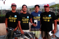 le podium des novices avec de g à d Maui TAEA, Manutahi CHOUNE (2ième), Toromona et Stéphane BROTHERS (3Ième)
