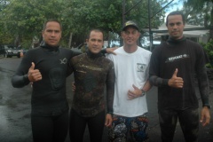 nos sélectionnés pour le mondiaux avec de G à D Steeve TETUANUI, Teva MONTAGNON, Joel DROLLET et Vaihoarii TAEATUA