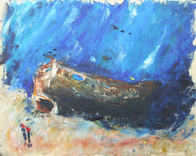 Marion H. Gérard est peintre sous-marin, elle a plongé sur le site de l'Aquarium.