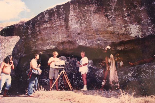 Tournage à l'île de Pâques, 1985.
